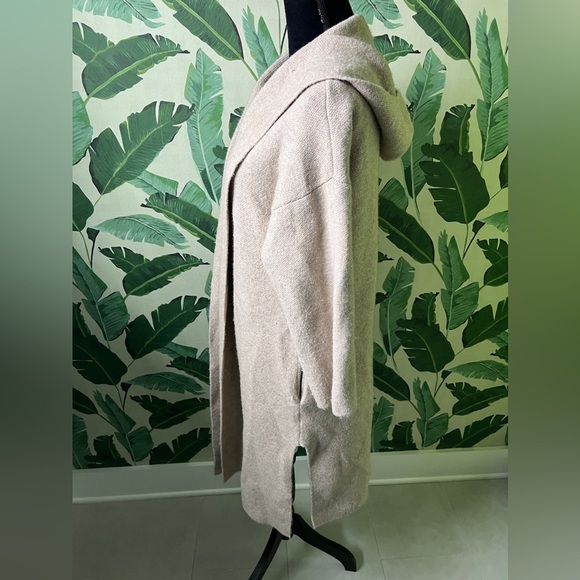 CJLA Womens Cream Sweater Coat Hooded Duster Jacket Small - Picture 5 of 8